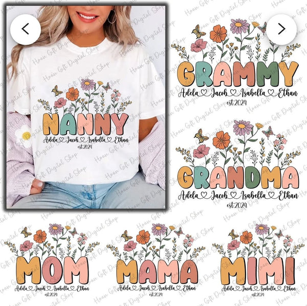 Customizable Grandma and Grankids tee - Attitudes and Gratitudes