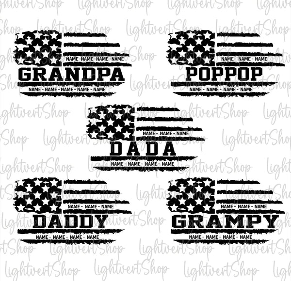 Dad,Grandpa and Grankids tee - Attitudes and Gratitudes